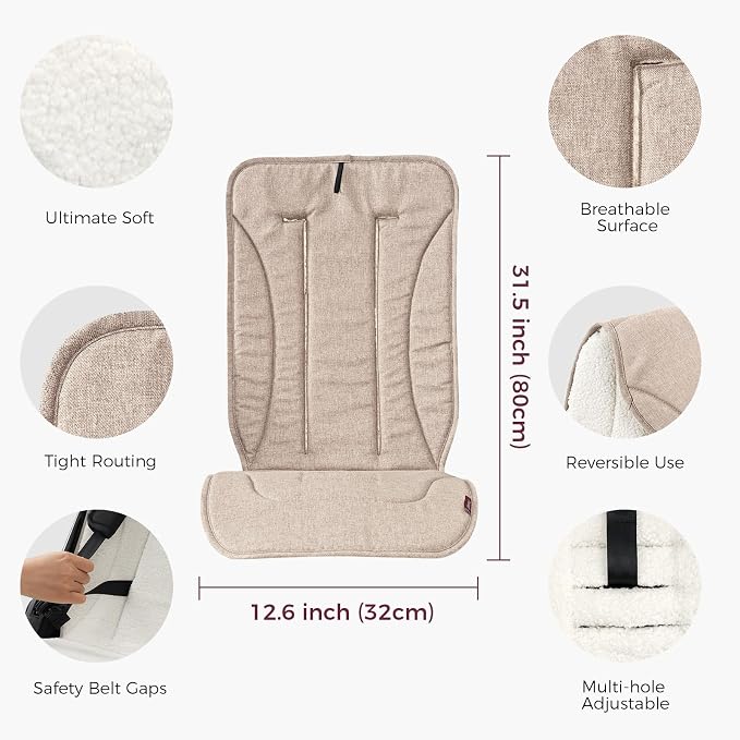 Momcozy Reversible Stroller Cushion | Universal Breathable Stroller Liner | Winter Warm Car Seat Liners | Crib Carriage Cushion Pad | Plush for Winter Use &Soft Fabric for All-Season Comfort