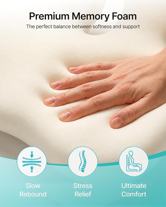 PEGZONE Seat Cushion with Lumbar Support, Memory Foam Cushion for Chair | Ergonomic Lumbar Support Pillow,Chair Cushion for Office , Car, – Orthopedic Pain Relief Cushion,For Back, Tailbone, Gray