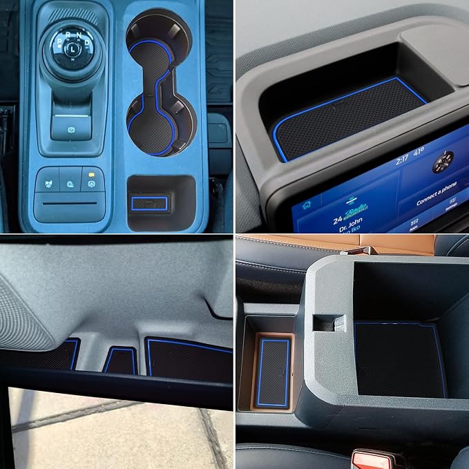 Center Console Liner Fit for Ford Maverick Accessories 2022-2024 2025 Cup Holder Insert Door Slot Coaster Interior Pocket Anti Dust Mat, Not for 2025 Model with Wireless Charger, 21pcs (Blue)
