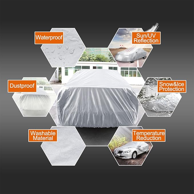 uxcell 3XL Non-Waterproof SUV Cover - Lightweight Sun/Rain Protection for Mid-Size SUVs (4.9m X1.8m X1.5m)