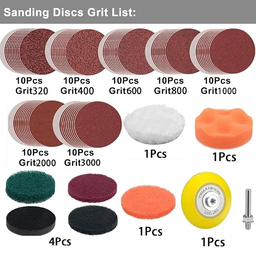 78 PCS Car Headlight Restoration Kit,3inch Headlight Restoration Kit,Hook and Loop Sandpaper Buffing Pads with Rotary Tools Universal for All Type of Car Headlights