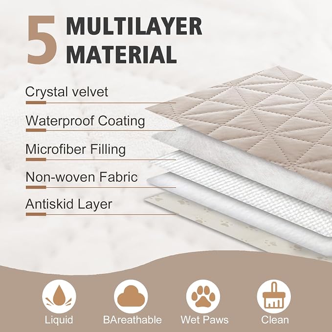 Ameritex Sofa Cover Waterproof for Seats Couch Cover for Dogs Pet Couch Cover Velvet for Chair Loveseat Sofa Machine Washable (Beige, 30x80 Inch)