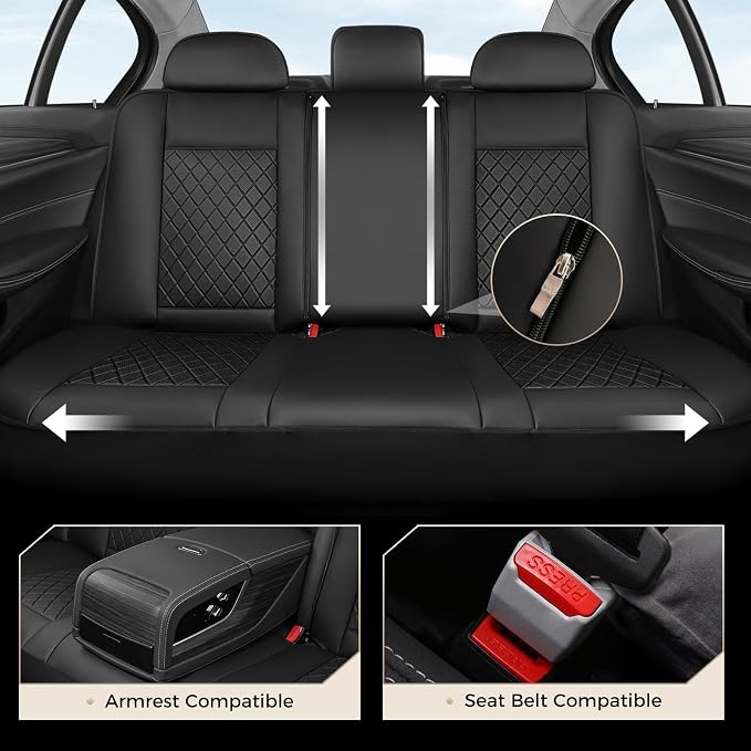 Coverado Car Seat Covers Front Pair, Automotive Leather Seat Covers for Car,Universal Fit Front Back Seat Cover, Non-Slip Waterproof Breathable Car Seat Protector