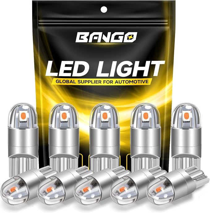 BANGO 194 LED Bulb, Super Bright 168 T10 2825 W5W LED Replacement Bulbs for Car Interior Dome Map Door Courtesy Trunk Side Marker License Plate Lights, Purple (Pack of 10)