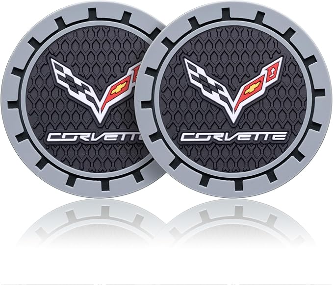 Car Cup Coaster, 2PCS Universal Non-Slip Cup Holders, Compatible with Corvette Series Car Cup Holder Coasters,Car Drink Coaster Holder Accessory, Black