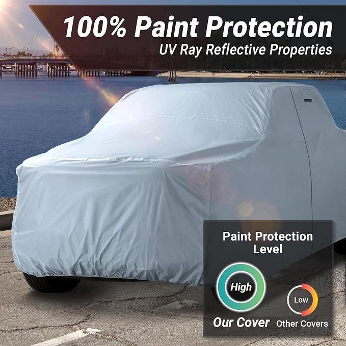 iCarCover 18-Layer Premium Truck Car Cover Waterproof All Weather, Rain Snow UV Sun Protection Covers for F150 Extended Cab, F250, F350 Crew Cab, Extended Cab, Size T87 (See Size Chart)