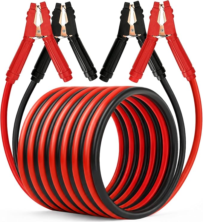 FIERYRED 1 Gauge 25 FT Quick Connect Jumper Cables, 1000A Heavy Duty Booster Cables with Travel Bag,Battery Jumper Cable for Truck, Diesel Trucks, SUV and Car