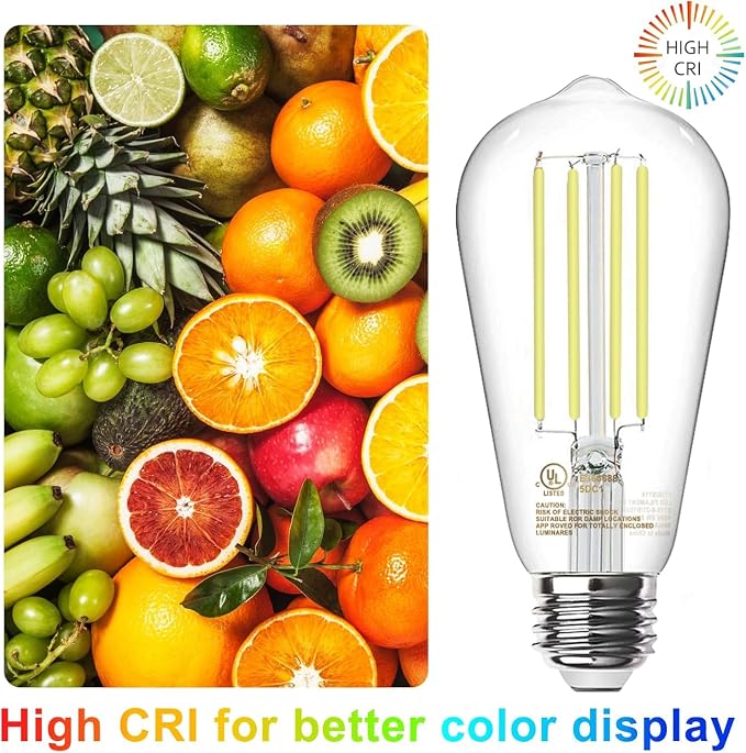 TJOY LED Edison Light Bulbs, E26 Dimmable Vintage Bulb, 8W = 60W Equivalent | Daylight White 5000K, 800LM, E26 Base, ST19/58, 80+CRI, Clear Glass, Antique Decorative Filament Bulb for Living Room, 20Pack