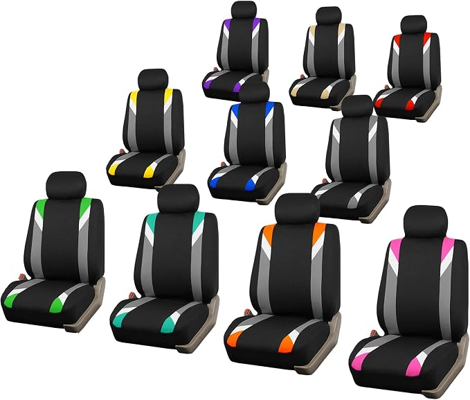 FH Group Premium Modernistic Flat Cloth Car Seat Covers – Universal Fit, Washable Seat Covers for SUV Sedan Van, Pink, Full Set