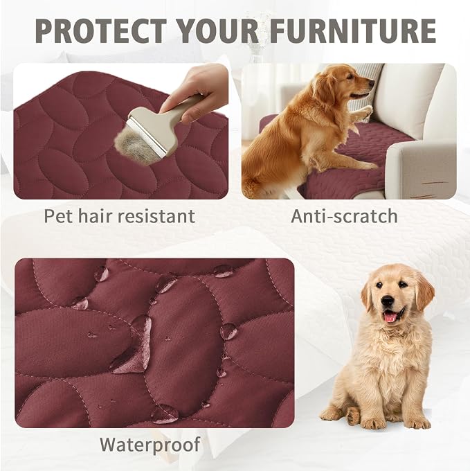 Ameritex Waterproof Pet Bed Cover Anti-Slip Dog Bed Blanket for Sofa and Furniture Waterproof New Pattern Design (Burgundy, 30x80 Inch (Pack of 1))