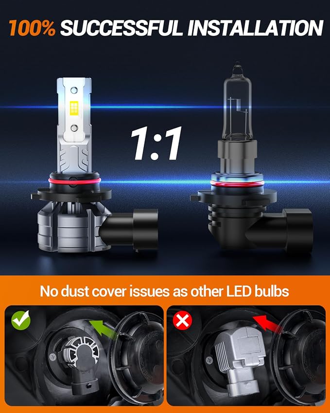 SEALIGHT 9006 Fog Light Bulbs, 12000LM 6500K Cool White Light 9006 HB4 LED Fog Light Bulb, 1:1 Mini Size, Plug and Play, 9006 Fog Lights LED Bulb, Pack of 2