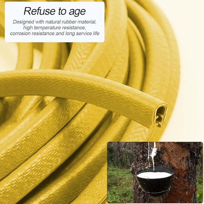 Car Door Protector Edge Guards, Universal Rubber Seal U Shape Car Door Protection, Aluminum Boat Edge Trim Guards No Glue Required, Exterior Accessories Fit for Most Cars (Yellow/16FT) | Universal fit, most cars/SUVs/trucks, rubber seal, press-on chann...
