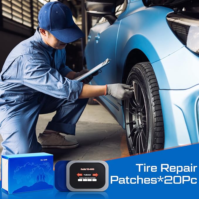 Tallew 20 Pcs Tire Patch Heavy Duty Rubber Patches Radial Repair Patch Tube and Tire Plug Kit Emergency Repair Tool for Puncture Car Truck Bus Tractor Vehicle (3.15 x 4.7 Inch)