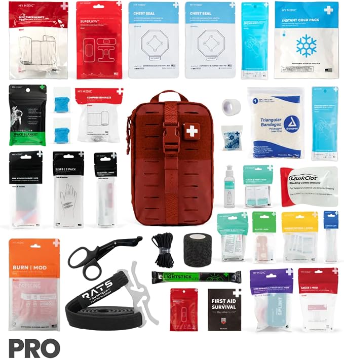 MY MEDIC MyFAK PRO IFAK Trauma Kit & First Aid Kit with Tourniquet - HSA FSA Items - Built in USA - Premium Medical Supplies, Trauma Pack & Medic Kit Bag for Home & Auto Emergency Preparedness, Red