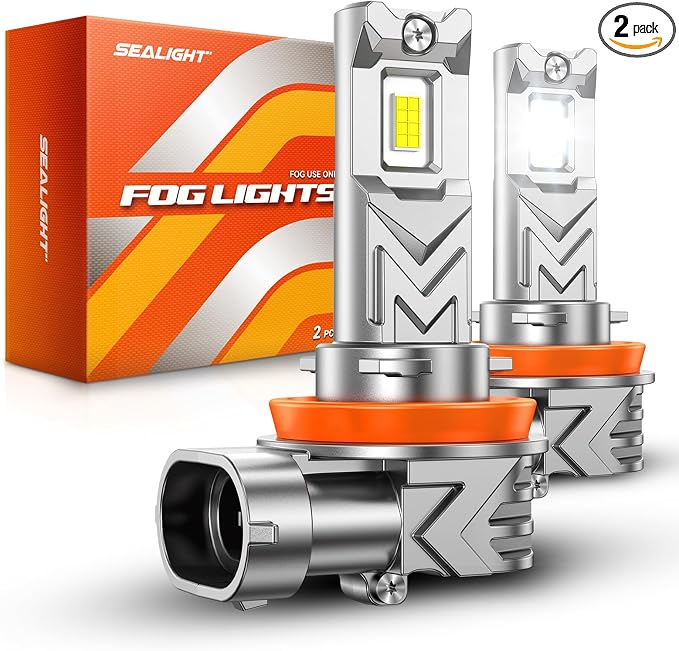 SEALIGHT H11 LED Fog Light Bulb, Fit for Toyota RAV4 2012-2021, 17000LM 6000K White, H11 H16 H8 Fog Light Bulb Replacement, 1:1 Plug and Play Super Bright LED Fog Lights