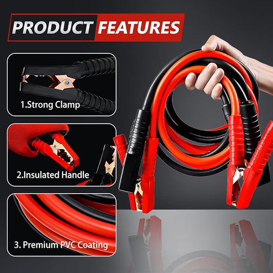 0 Gauge 20FT Jumper Cables, Heavy Duty Booster Cable for Car Van Truck, Commercial Grade Automotive Booster Cables for Jump Starting Dead or Weak Batteries,With Storage Bag & Gloves