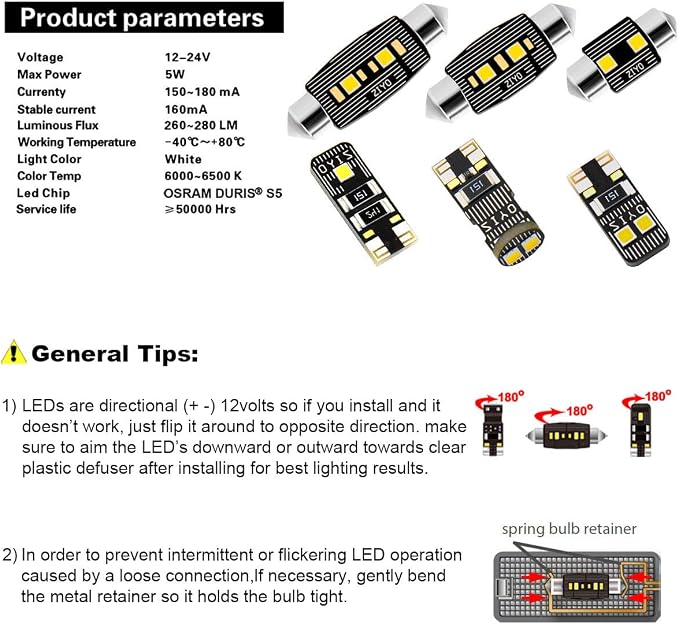 PL9120A Replacement for Volkswagen Passat B6 2006-2011 LED Interior Light kit, 6000K White Dome Light Bulbs Accessories Package Upgrade (16 Bulbs)