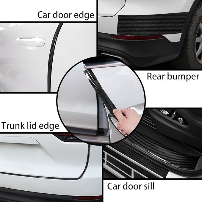 DGSL Car Door Edge Guards Door Sill Protector, 2.7In x 49Ft 5D Carbon Fiber Car Wrap Film, Vinyl Automotive Wrap Film Anti-Collision Fits for Most Vehicles