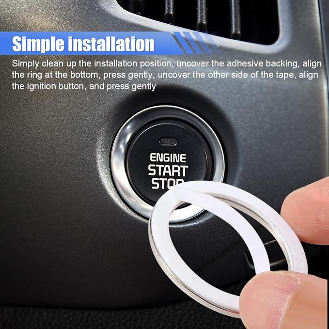Bling Butterfly Car Engine Push Start Button Ring Sticker (White) | Crystal Rhinestone Auto Key Ignition Knob Ring Emblem, Sparkling Auto Interior Decoration Accessories for Women