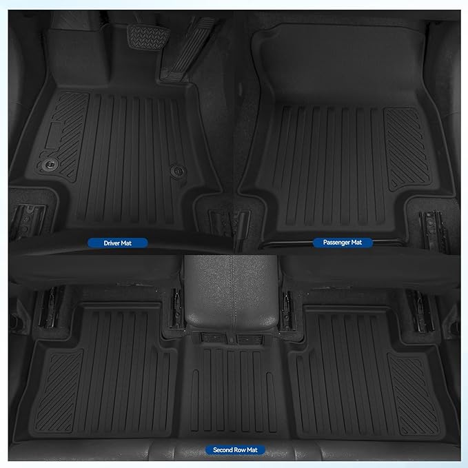 Custom Fit Floor Mats for Toyota RAV4 Hybrid 2019-2025(Not for Gas) | All Weather TPE Floor Liners with Trunk Mat & Backrest Protectors | Odorless Full Set Interior Accessories