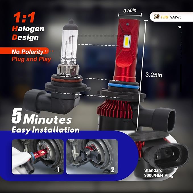 Firehawk 9006 HB4 Fog Lights 50000LM 700% Brighter ATV UTV Offroad 2 Pack