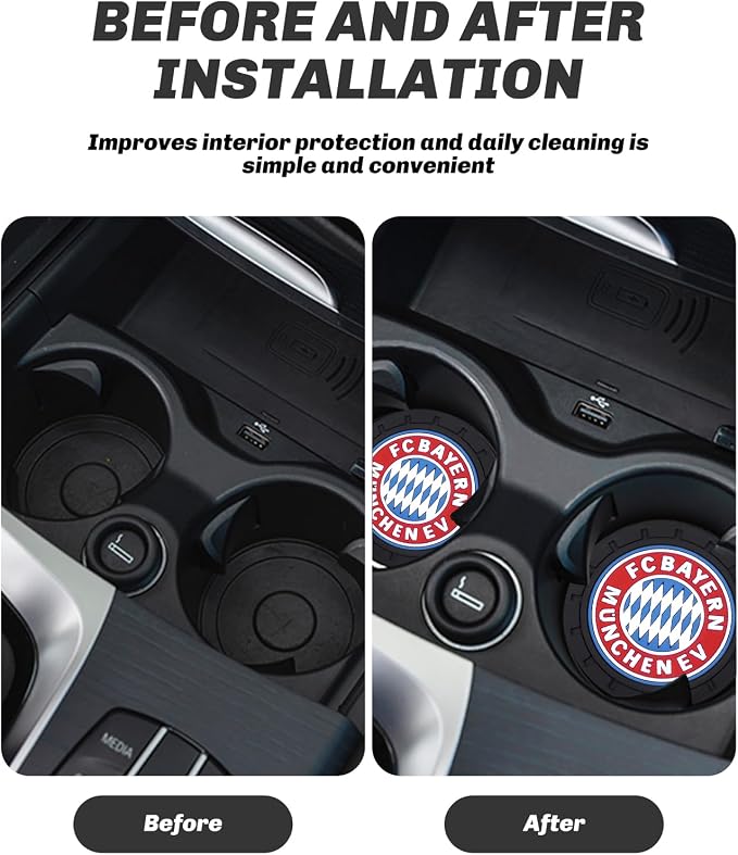 Cup Holder Insert Coaster for Bayern Munich UEFA UCL Fans,Anti Slip Car Cup Coaster Interior Accessories