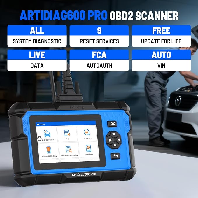 TOPDON ArtiDiag600 Pro, OBD2 Scanner Diagnostic Tool for All Systems, Code Reader Scan Tool with 9 Essential Maintenance Functions, Upgraded Version of AD600S/AD500, Lifetime Free Update