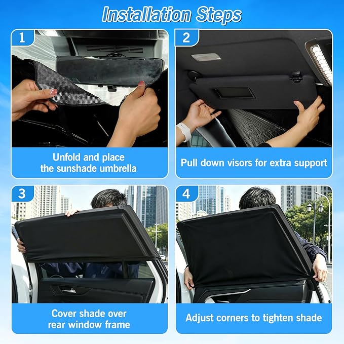 KUST Windshield Sun Shade Umbrella for Honda CR-V 2023 2024 2025 2026 Rear Window Shades 100% UV Protection and Blackout Privacy 5PCS Car Window Covers Accessories