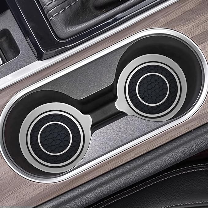 Mandark Car Cup Holder Coaster, 2.75 Inch Non-Slip Vehicle Cup Holder Insert Mats, Dustproof Automotive Interior Console Cup Insulated Pads Accessories, Universal for SUV, Sedan, Truck (White)