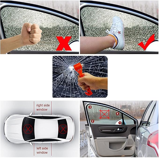 6 PCS Car Safety Hammer Auto Car Window Glass Hammer Breaker and Auto Safety Seatbelt Cutter 2-in-1 Emergency Escape Tool