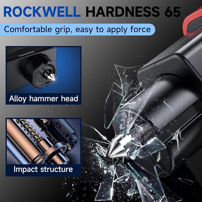 MightY Bear Car Window Breaker Seatbelt Cutter, 2-in-1 Car Emergency Tool, Underwater Glass Breaker for Traffic Accidents and Family Rescue - Gray
