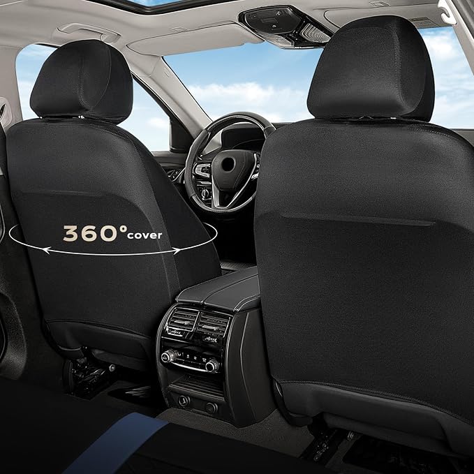 Coverado Car Seat Covers Front Pair, Automotive Leather Seat Covers for Car,Universal Fit Front Back Seat Cover, Non-Slip Waterproof Breathable Car Seat Protector