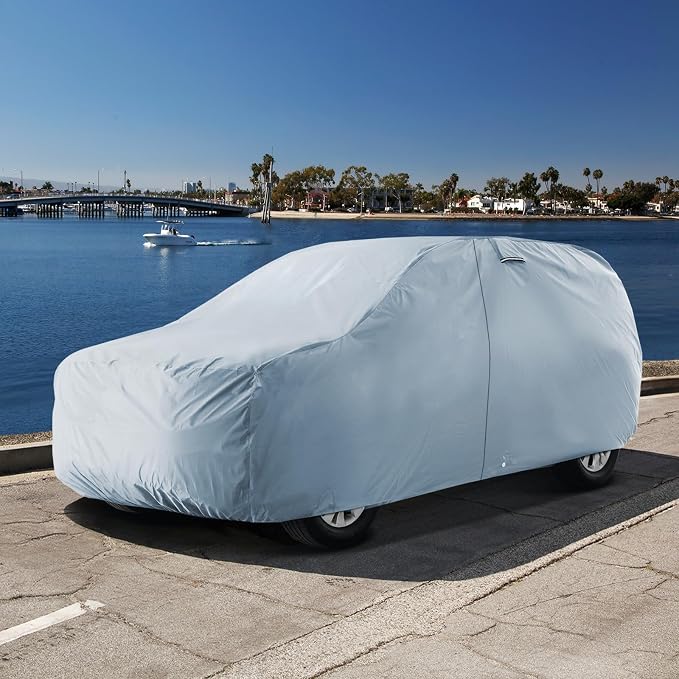 iCarCover 18-Layer SUV Car Cover Waterproof All Weather, UV Sun Protection Full Car Covers for Automobiles, Venue, Soul, XB, Defender 90, Tracker 4-Door, Samurai, Size S59 (See Size Chart)