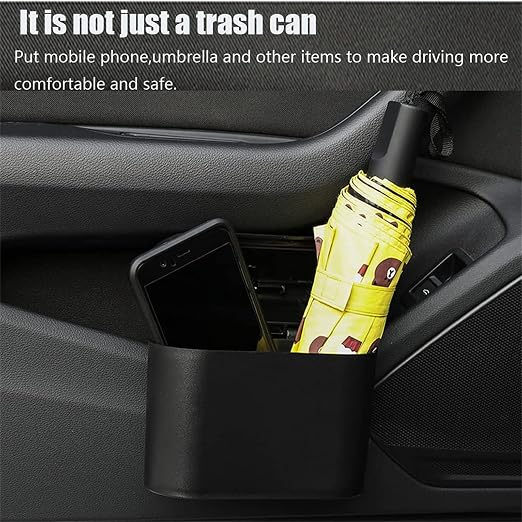 Car Trash Can with Lid, Mini Universal Vehicle Mini Leakproof Garbage Can Bin with 30pcs Trash Bags,Waterproof Car Bin for Front Back Seat Accessories for Auto Office Home(Black)