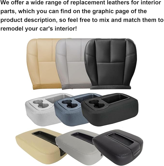 GXARTS Driver or Passenger Side Bottom Replacement Leather Seat Cover Black Compatible with Chevy Avalanche Silverado Suburban Tahoe GMC Sierra Yukon 2007 2008 2009 2010 2012 2013 2014