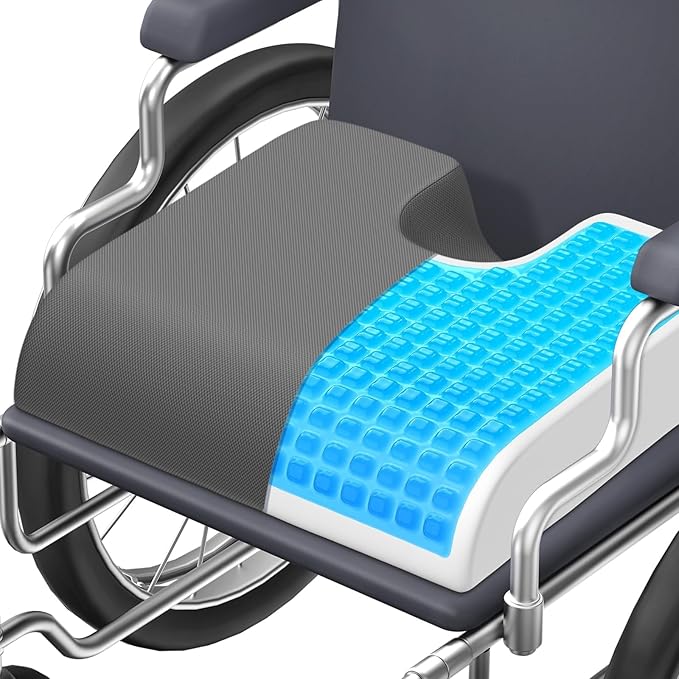 TranquilMoments Seat Cushion, Gel Wheelchair Seat Cushion,Ergonomic Chair Cushions for Office Chairs & Car, Relieve Sciatica, Back and Tailbone Pain, Removable Cover & Non - Slip Bottom, Grey