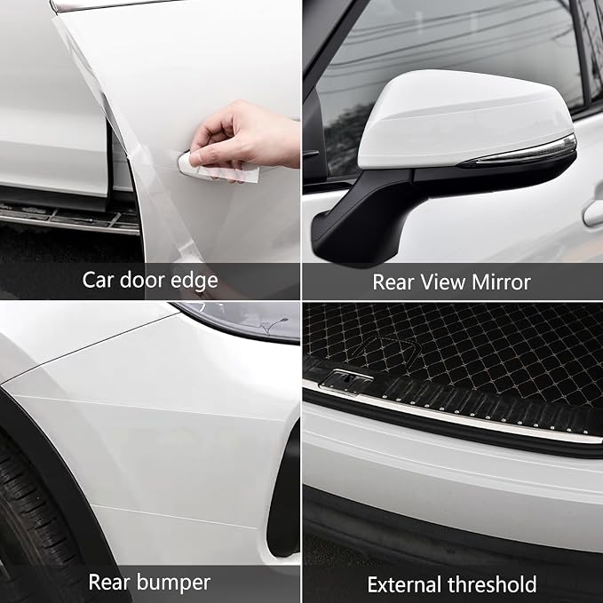 DGSL Car Door Edge Guards Door Sill Protector, 4In x 19.7Ft 5D Carbon Fiber Car Wrap Film, Vinyl Automotive Wrap Film Anti-Collision Fits for Most Car (Transparent)