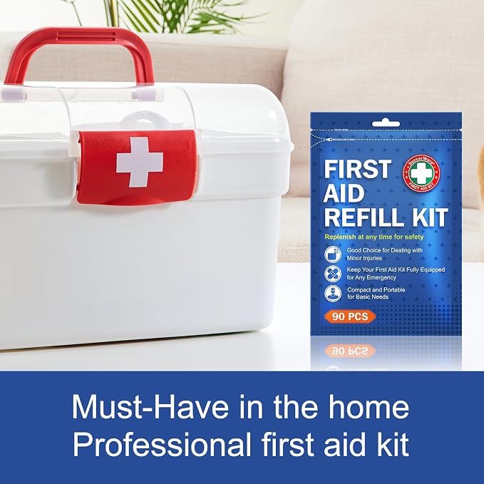 SuccorWare 90 Pieces First Aid Refill Kit - Wound Care Kit Includes Bandages for Home, Travel, Hiking - Portable Replacement Kit for First Aid Medical Supplies(2 Set)