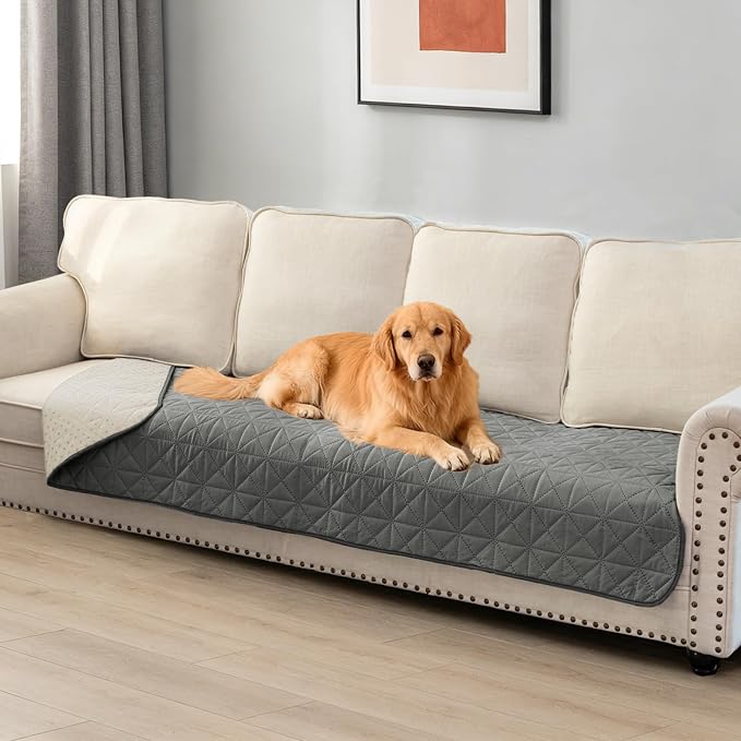 Ameritex Sofa Cover Waterproof for Seats Couch Cover for Dogs Pet Couch Cover Velvet for Chair Loveseat Sofa Machine Washable (Dark Grey, 30x80 Inch)