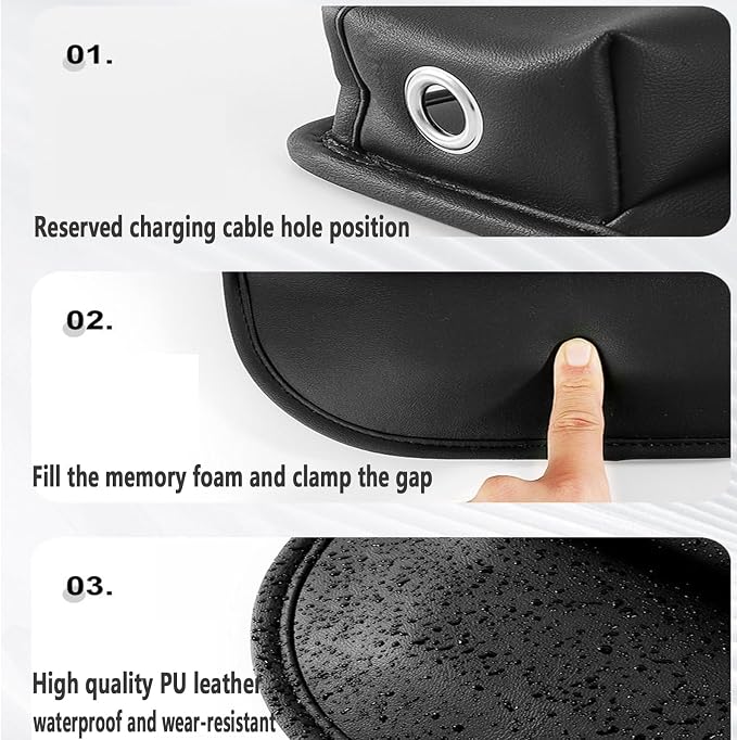 2 Pack Universal Fit Premium Leather Car Seat Gap Filler Organizer, Center Console Organizer for Car SUV Truck (Black,2 Pack)