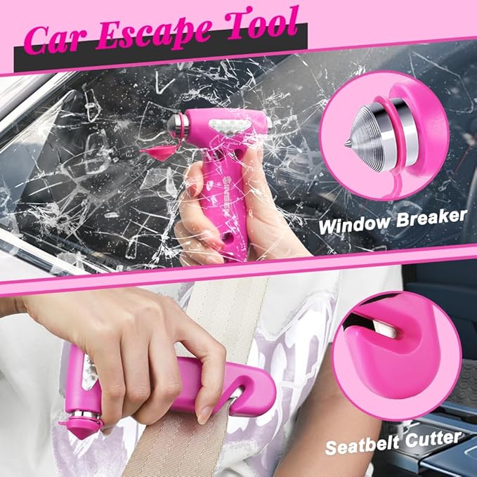 SINSEN Car Safety Hammer, Automotive Window Breaker and Seatbelt Cutter for Women, Roadside Emergency Kit, 3 in 1 Escape Tools, Road Trip Essential and Must Haves (1, Blue)