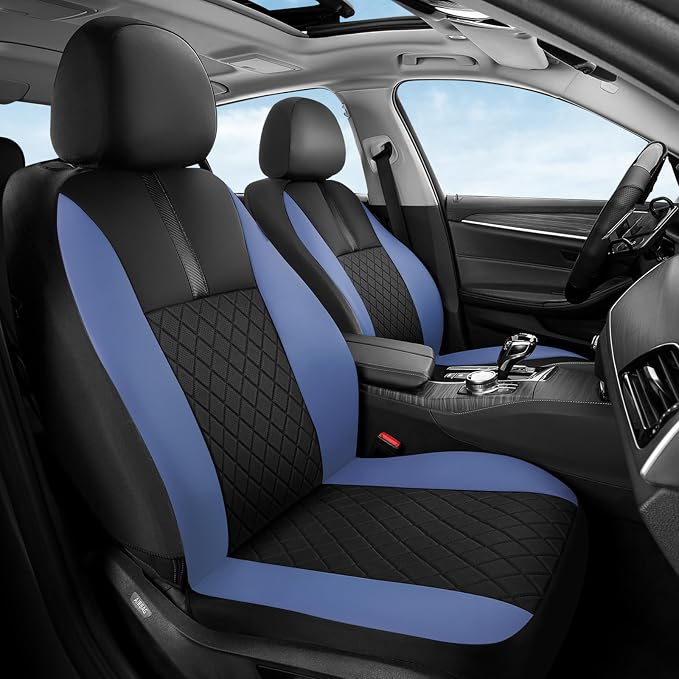 Coverado Car Seat Covers Front Pair, Automotive Leather Seat Covers for Car,Universal Fit Front Back Seat Cover, Non-Slip Waterproof Breathable Car Seat Protector