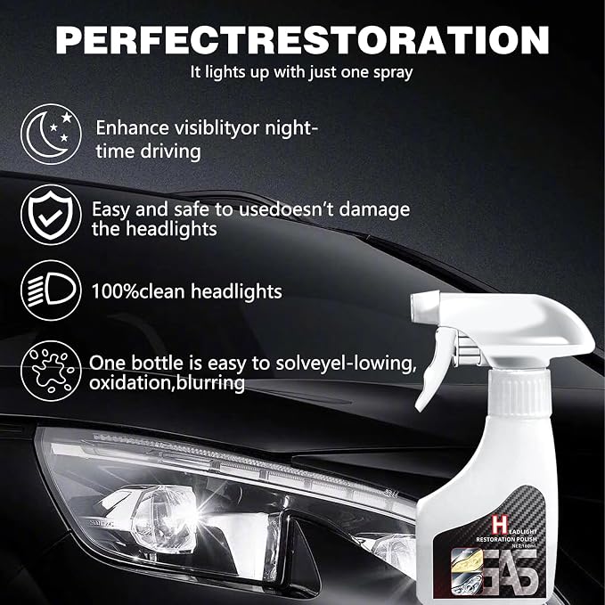 Automotive Headlamp Restoration Fluid Kit, 2025 New Headlight Restoration Kit,Multifunctional Car Headlight Polishing, Durable Headlight Repair Kit for All Vehicle Types (1Set)