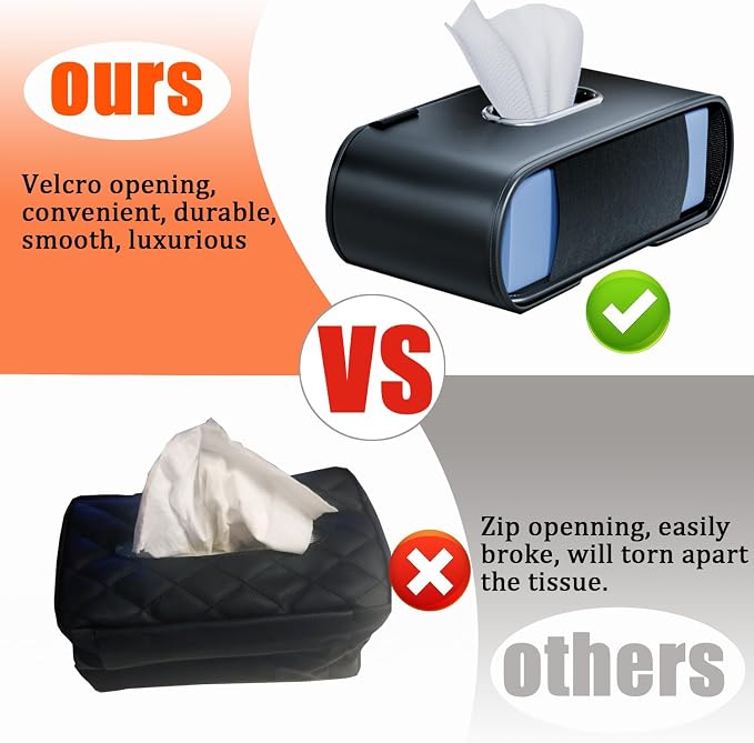 Car Tissue Holder, Car Kleenex Holder Backseat Fits 100-160 Count | Premium PU Leather,Keep Tidy,Universal,Large tissue box,Backseat Car Napkin Holder,Tissues Dispenser for Car,Beige