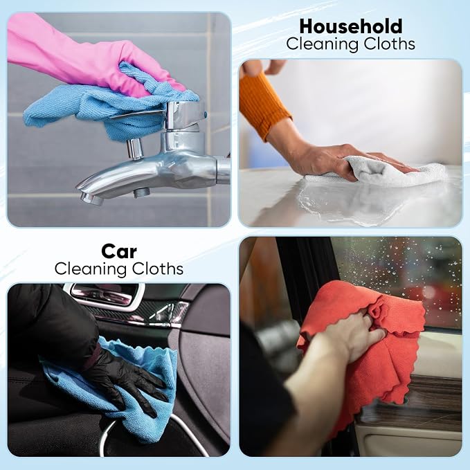 Orighty Microfiber Cleaning Cloths, 75 Sheets Shop Towels, Reusable Paper Towels Shop Rags, Washable Microfiber Towel Roll Cleaning Rags for Cars, House, Kitchen, 11.5’’ x 11.5’’, White