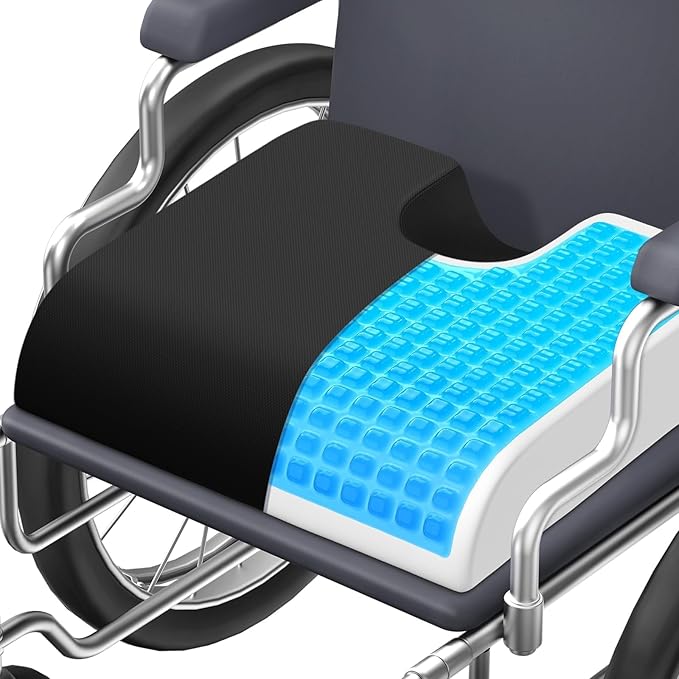 TranquilMoments Seat Cushion, Gel Wheelchair Seat Cushion,Ergonomic Chair Cushions for Office Chairs & Car, Relieve Sciatica, Back and Tailbone Pain, Removable Cover & Non - Slip Bottom, Black