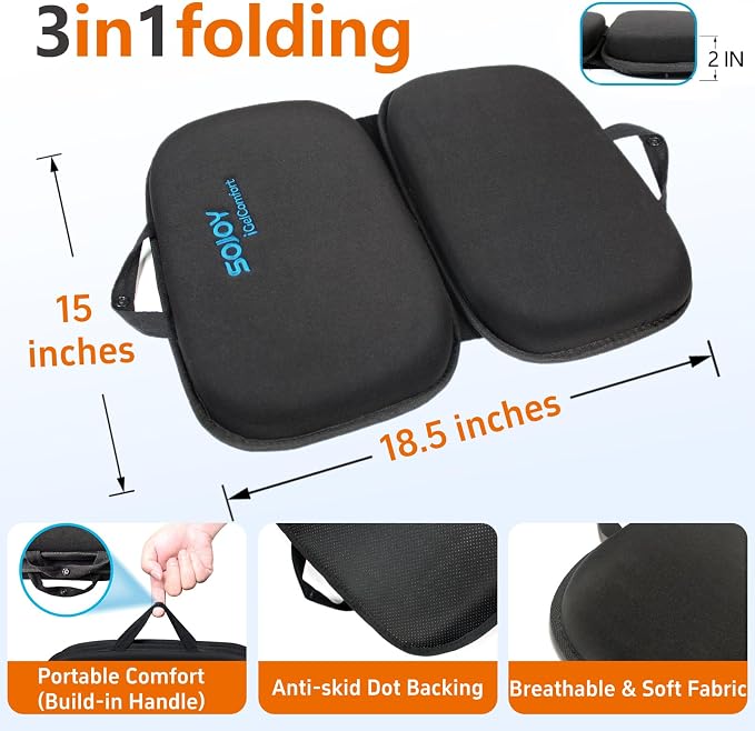 Sojoy iGelComfort 3 in 1 Foldable Gel Seat Cushion Featured with Memory Foam (A Must-Have Travel Cushion! Smart, Easy Travel Cushion) (Size: 18.5“ x 15" x 2")