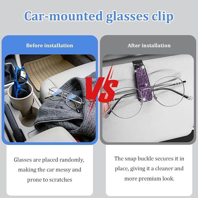 27PCS Bling Car Accessories Set for Women, 14.5-15" Crystal Rhinstone Steering Wheel Cover, License Plate Frame, USB Charger Phone Holder, Girly Auto Interior Decor Set, Universal Fit (Purple)