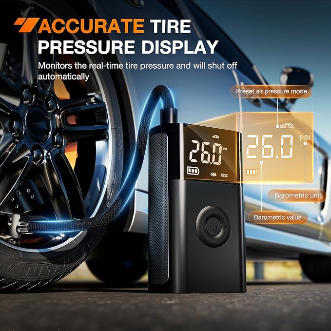 Nilight Tire Inflator Portable Air Compressor Battery Rechargeable 12VDC 150PSI Cordless Auto Shutoff w/Digital Pressure Gauge 2X Faster Inflation Pump for Car Motorcycle ATV UTV Bike