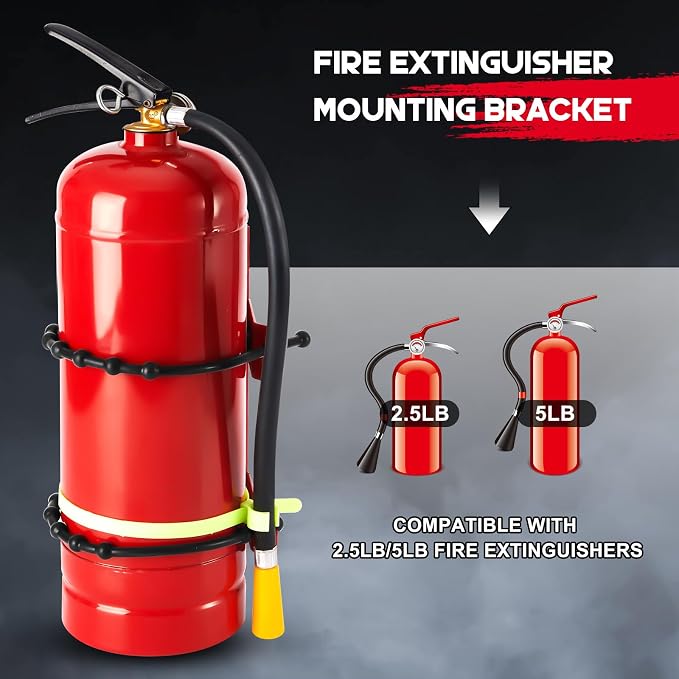 RattanView 16 Pcs Fire Extinguisher Mount Bracket Adjustable, Supports up to 2.5 and 5lb, Heavy-Duty and Easy Installation, Ideal for Home, Truck, RV, Boat, Commercial Use, Secure and Durable Holder